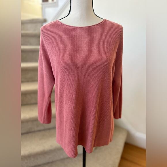 Eileen Fisher Mauve Pink Linen & Cotton Knit Sweater - Picture 1 of 6